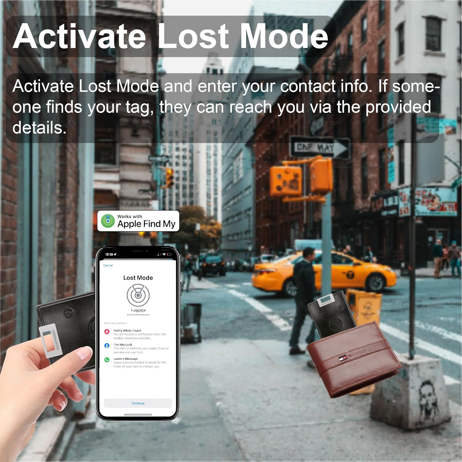 Luggage Tracker Card, Works with Apple Find My (iOS Only), Rechargeable Waterproof GPS Item Finder