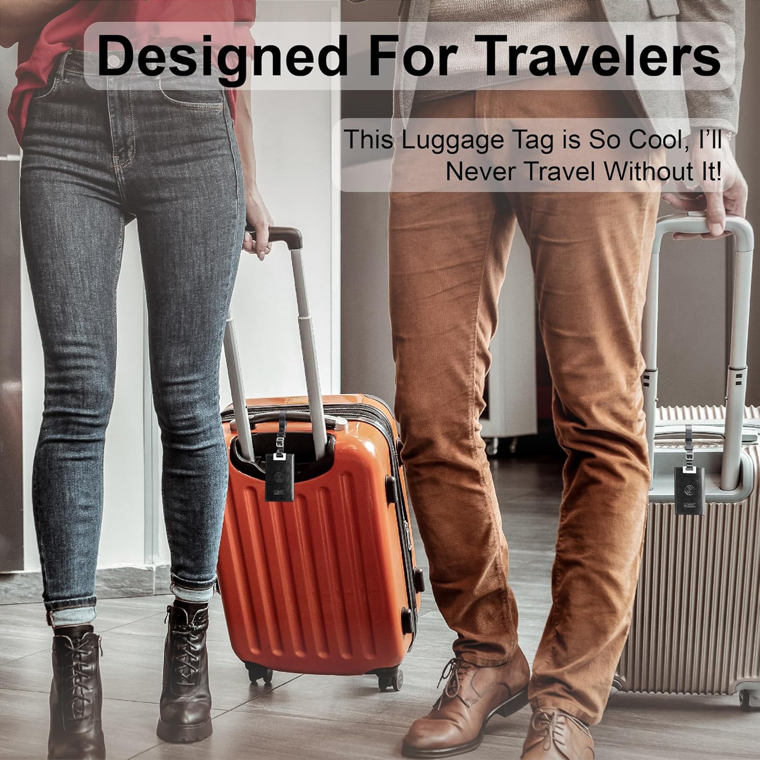 Luggage Tracker Card, Works with Apple Find My (iOS Only), Rechargeable Waterproof GPS Item Finder