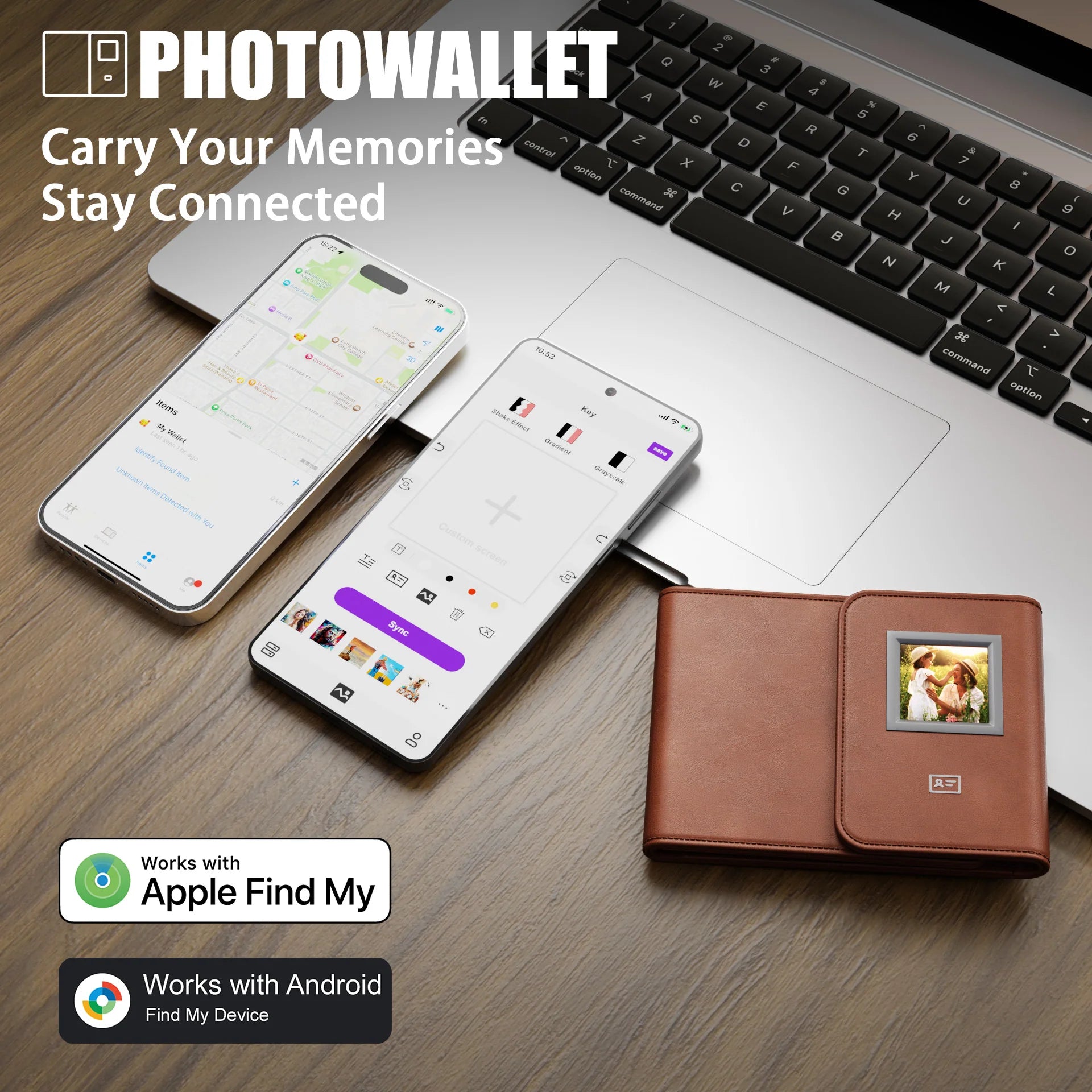 PhotoWallet: Carry Your Memories. Track It Anytime,RFID Blocking, Personalized E-Ink Display